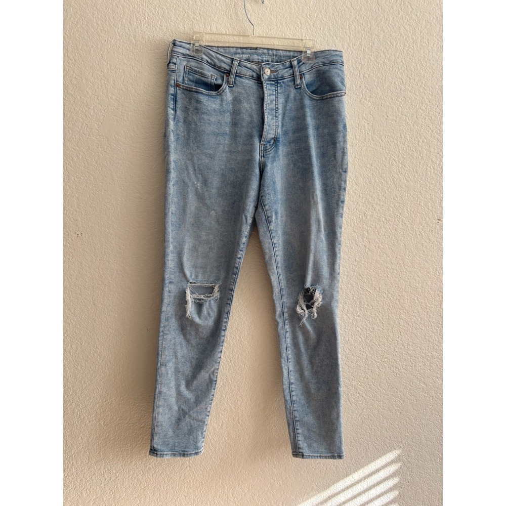 Old Navy O.G. Straight Jeans 12 Tall High Rise Distressed Acid Wash Button Fly